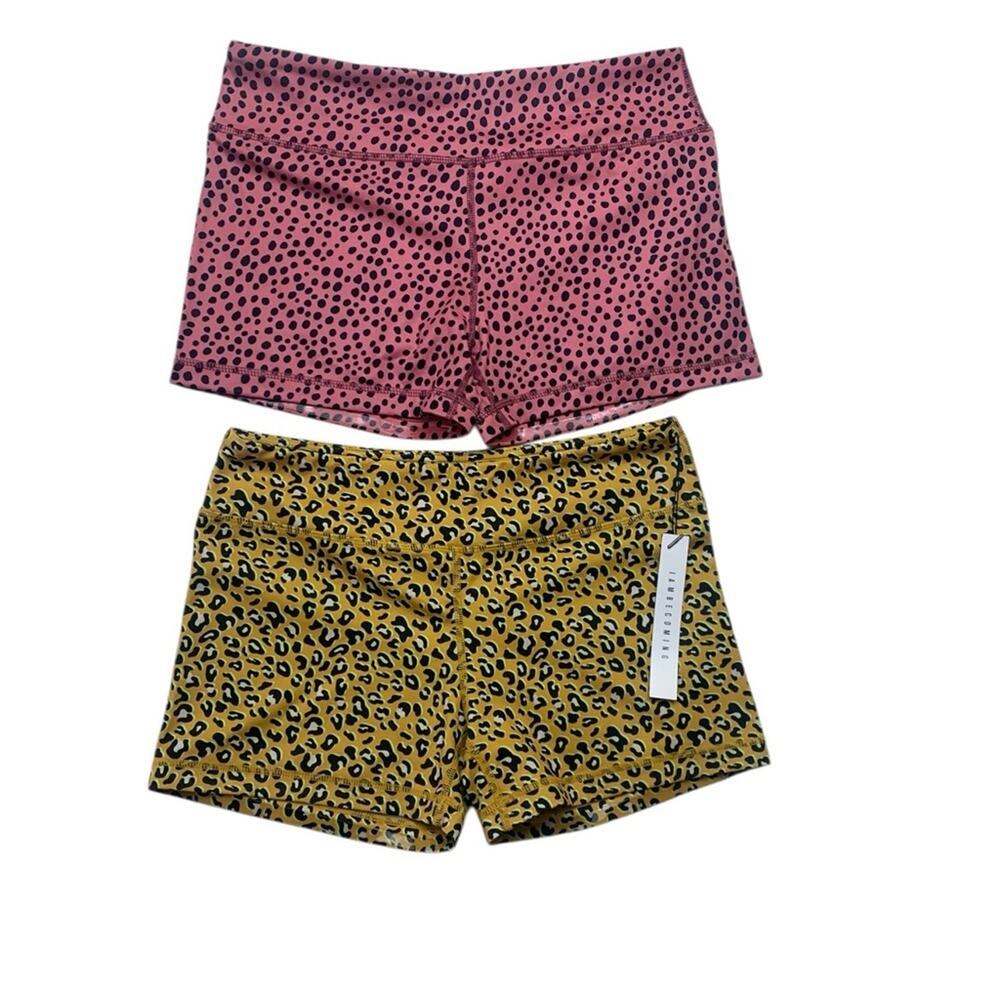 IAB shorts size 10 large two pair Yellow Leopard Print Active weightlifting pink